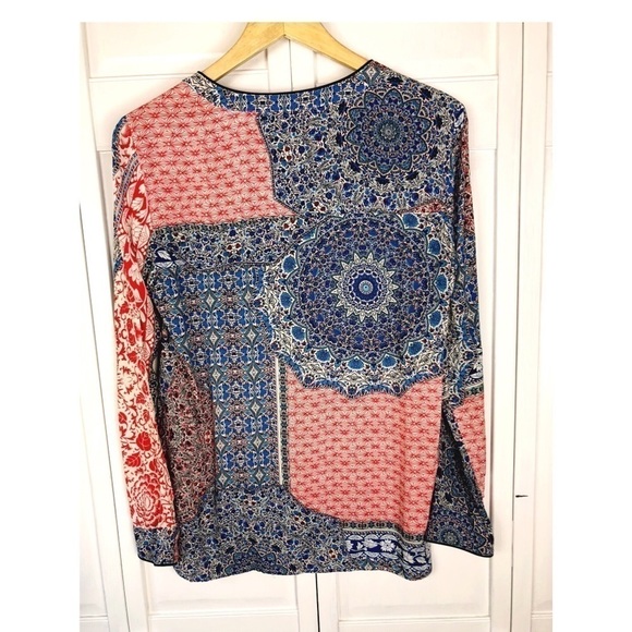 SANCTUARY BLOUSE, BOHO RED/WHITE/ BLUE SANCTUARY BLOUSE 0765 - Picture 3 of 4